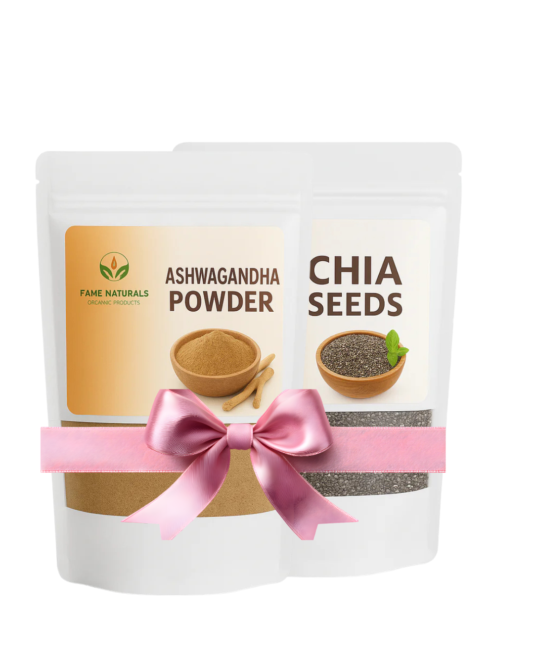 Fame Naturals Ashwagandha Powder 200G & Chia Seeds 200G Combo Pack